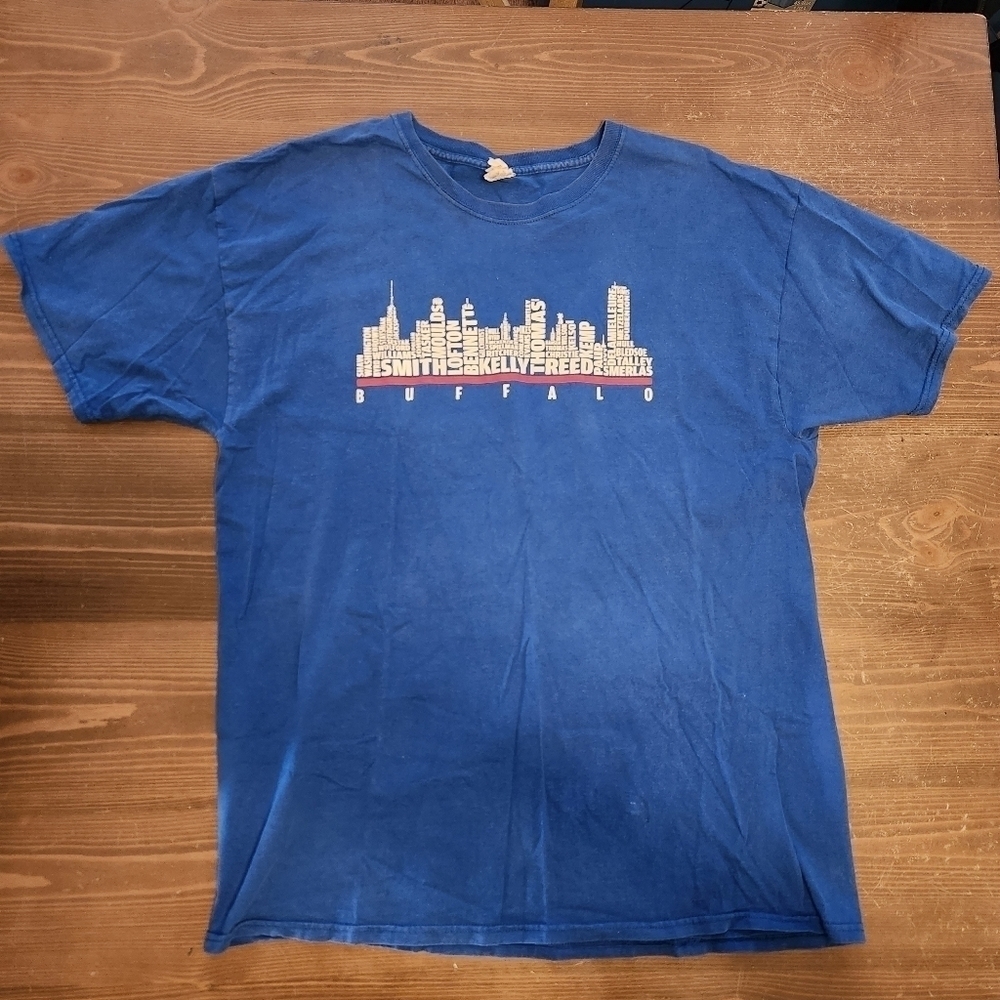 Buffalo Bills City Skyline Player Names Men’s Blue Shirt Size XL